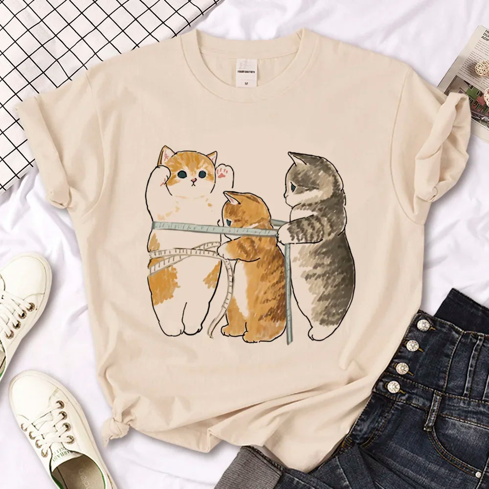 Cat top women streetwear summer anime t shirt girl y2k Japanese clothes