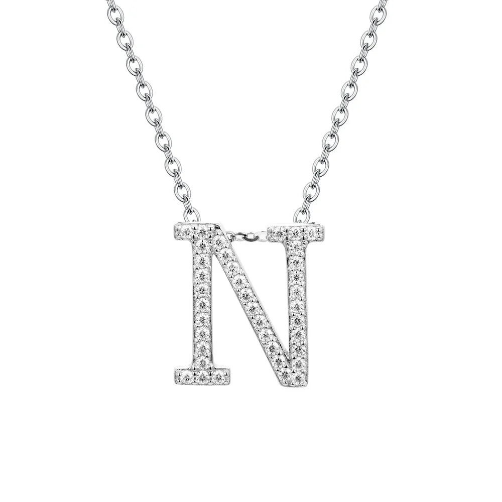 D VVS1 Color Moissanite Letters Necklace Pendant 100% 925 Sterling SIlver for Women Man Fine Jewelry Accessories Gift