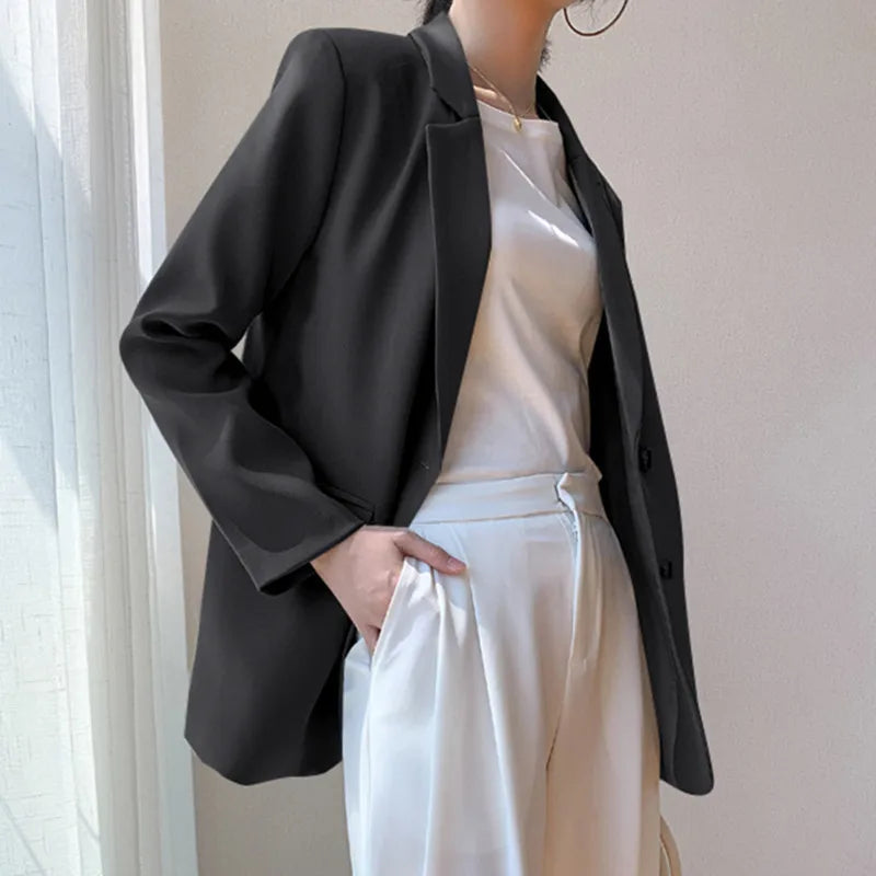 New Solid Color Blazer Coat Female Spring Autumn  Fashion Suit Jacket Ladies 2026  Advanced Long Sleeves Casual Tops Outwear
