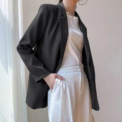 New Solid Color Blazer Coat Female Spring Autumn  Fashion Suit Jacket Ladies 2026  Advanced Long Sleeves Casual Tops Outwear