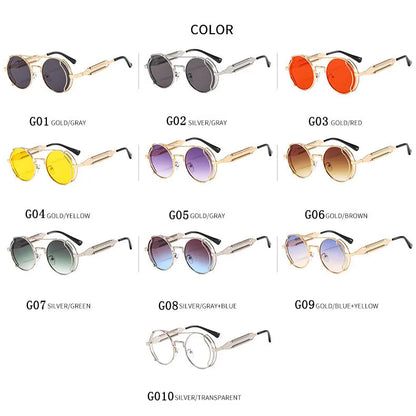 Punk Sunglasses For Men Designer Vintage Round Steampunk Fashion Glasses Retro Sunglasses Women 2024 Gafas De Sol Hombre Lunette