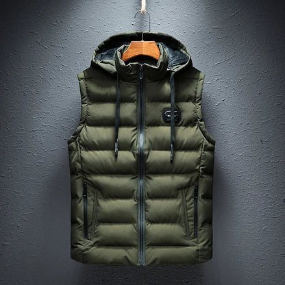 New Hooded Casual Vest Jacket for Men Autumn Winter Warm Sleeveless Jacket Fashion Comfortabel Zipper Waistcoat Plus Size M-6XL
