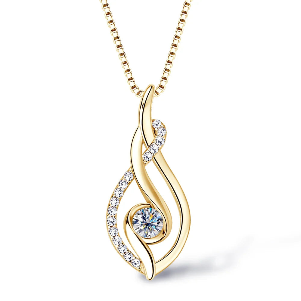 Real Full Moissanite Necklace for Women Twisted Pendant Choker Chain 925 Silver Yellow Gold Color Fine Jewelry with Certificate