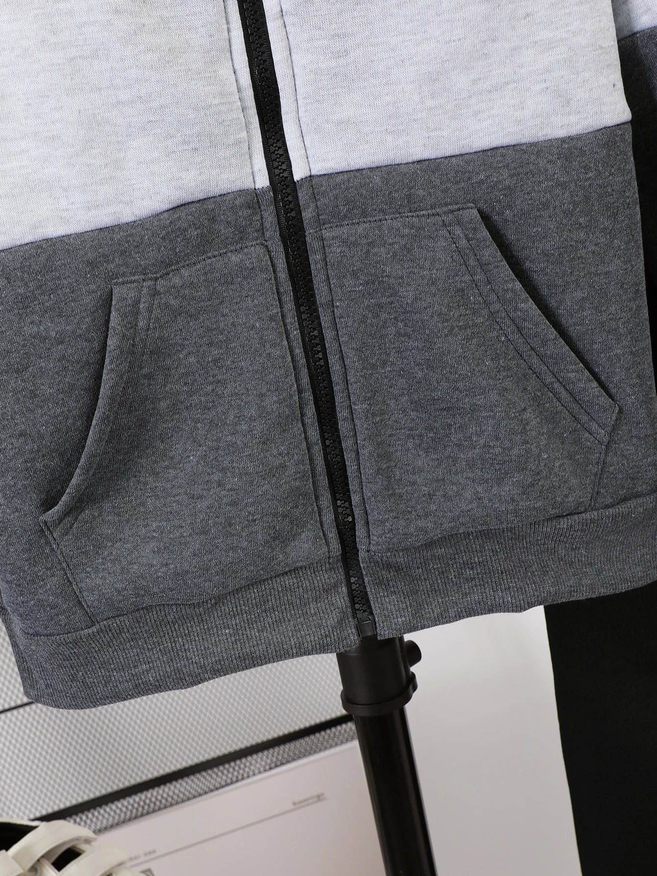 2pcs/Set Tween Boys Casual Solid Color Warm Fleece Zip Hoodies With Pockets And Elastic Waist Sports Pants, Fall/Winter Outfit