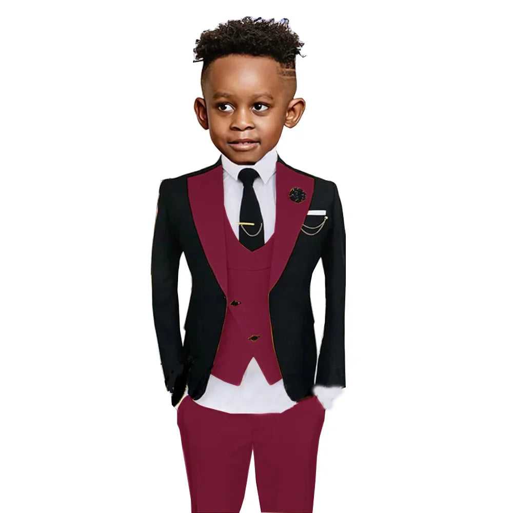 Colorful Kids Fashionable Suit Set 3 Pieces Performance Costumes High Quality Boys Suits Wedding Guest Tuxedo 2-20T