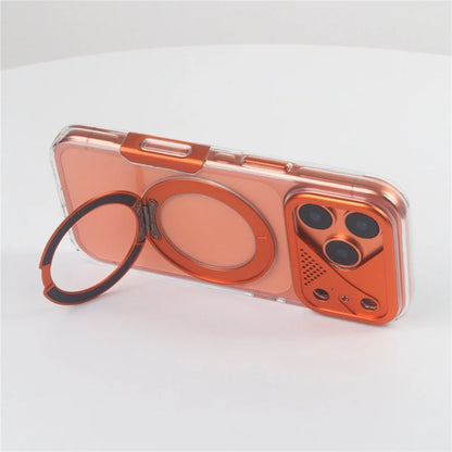 Mecha-style 360° Rotating Magnetic Bracket Case For iPhone 17Pro 17 17 Pro Max For Magsafe Clear Shockproof Stand Holder Cover