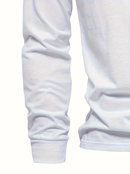 Men's 100% pure cotton loose and comfortable casual sports Brooklyn letter printed round neck long sleeved T-shirt top