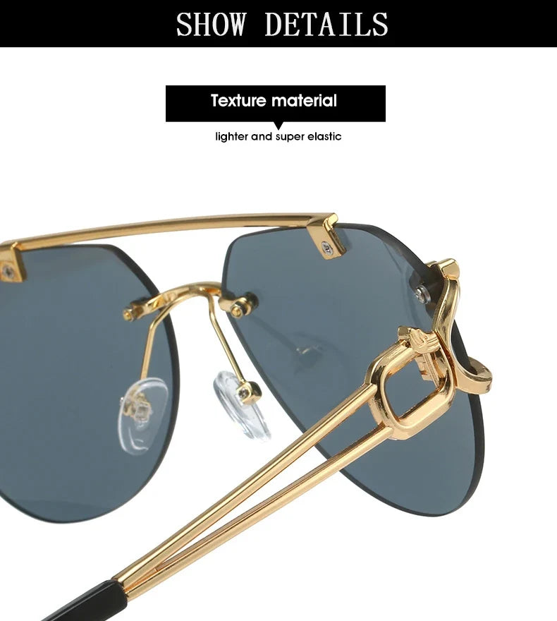 2023 Sunglasses Women Luxury Rimless Vintage Fashion Glasses Lunette Oversized Shades De Soleil Femme Gafas De Sol Mujer Lentes