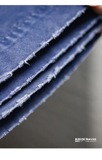 Men‘s Vintage Washed Denim Jeans Blue Cotton Canvas Workwear Zipper Pants Loose Fit Casual Trousers for Spring and Autum