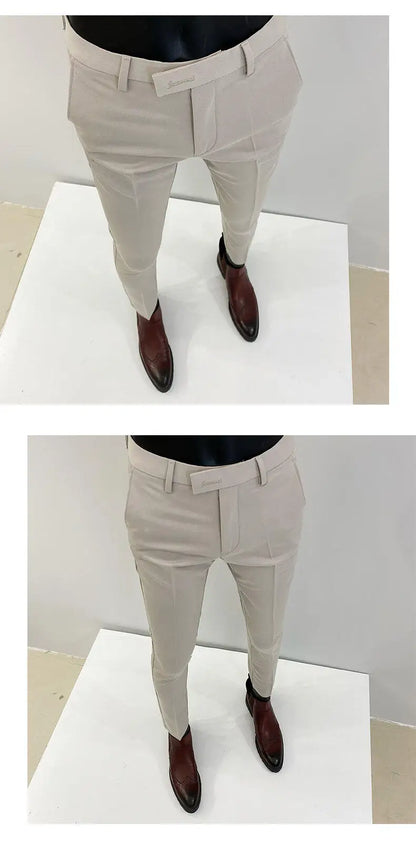 Men Suit Pants Hombre Pantalones 2026 Spring Stretch Slim Formal Trousers for Men Fashion Casual Stripe Dress Pants Men Clothing