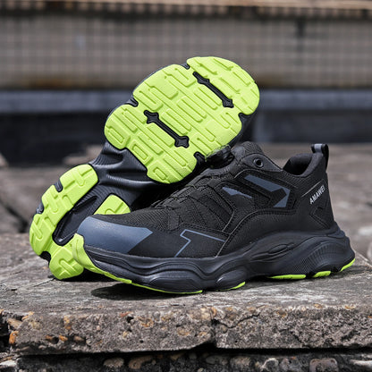 Mens Steel Toe Safety Shoes with Anti-Smash Industrial Shoes Non-Slip Hiking Boots Breathable Mesh for Construction/Warehouse