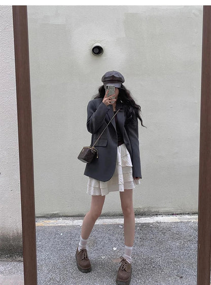 Suit Jaet Women's Small Size Spring Autumn New Loose Sle Ele Street Sle Faionable Long Sve Polyester