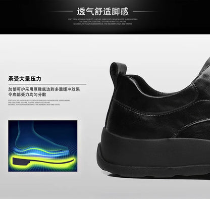Spring New Designer Business Casual Shoes for Men Black Genuine Leather Shoes Male British Style Soft Sole Fashion Shoe Man