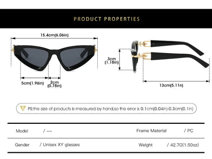 New Designer Triangle Cat Eye Sunglasses Women Brand Arrow Metal Sun Glasses Ins Fashion Cool Ladies Eyewear Lentes De Sol Mujer