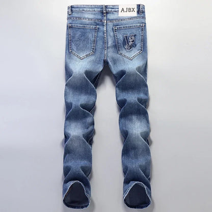 European Luxury Brand High-end Trendy Jeans Men's Slim Fit Fashion Versatile Casual Long Pants  Men Denim Y2k Clothes Men
