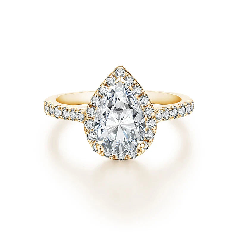 Bague ATTAGEMS en moissanite de luxe, taille poire, 2,0 carats, couleur D, VVS1, en argent sterling 925 véritable pour femme, cadeau de fiançailles ou de mariage