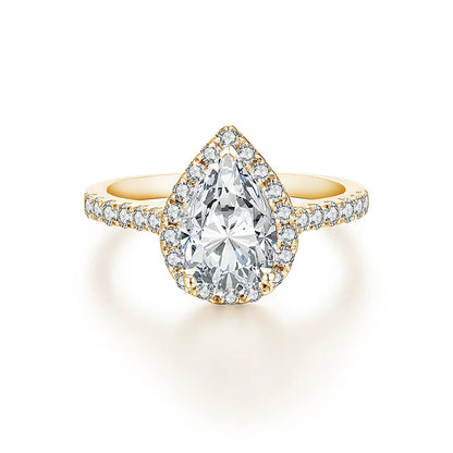 Bague ATTAGEMS en moissanite de luxe, taille poire, 2,0 carats, couleur D, VVS1, en argent sterling 925 véritable pour femme, cadeau de fiançailles ou de mariage
