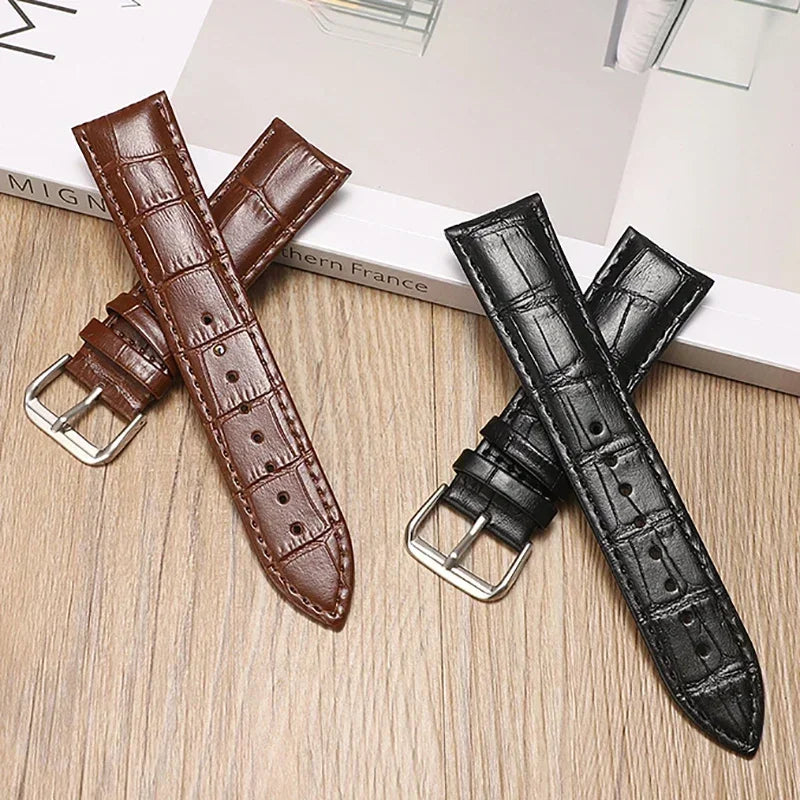 Genuine Calfskin Strap Slub Pattern Watch Accessories 10/12/13/14/15/16/17/18/19/20/21/22/24mm Universal Watchband/