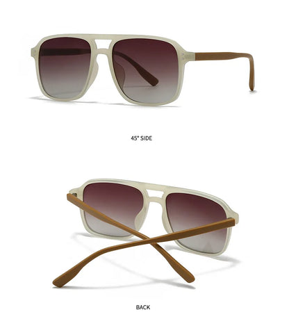 2026 Ins Retro Double Bridge Square Women Sunglasses Fashion Leopard Print Gradient Lenses Men Trend Gafas De Sol UV400