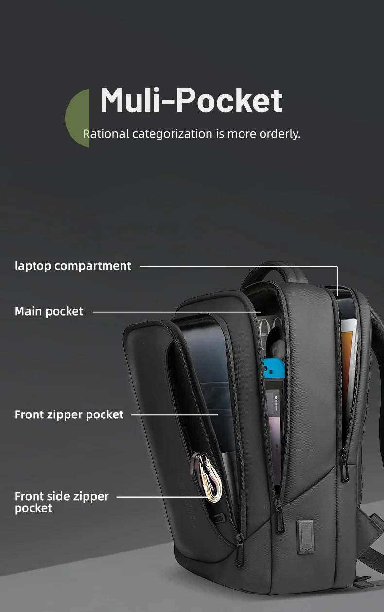 Men's Designer Laptop Bag Waterproof School Bags for College Boys Male Business Sports Travel Backpack Men With USB Charging