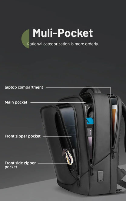 Men's Designer Laptop Bag Waterproof School Bags for College Boys Male Business Sports Travel Backpack Men With USB Charging