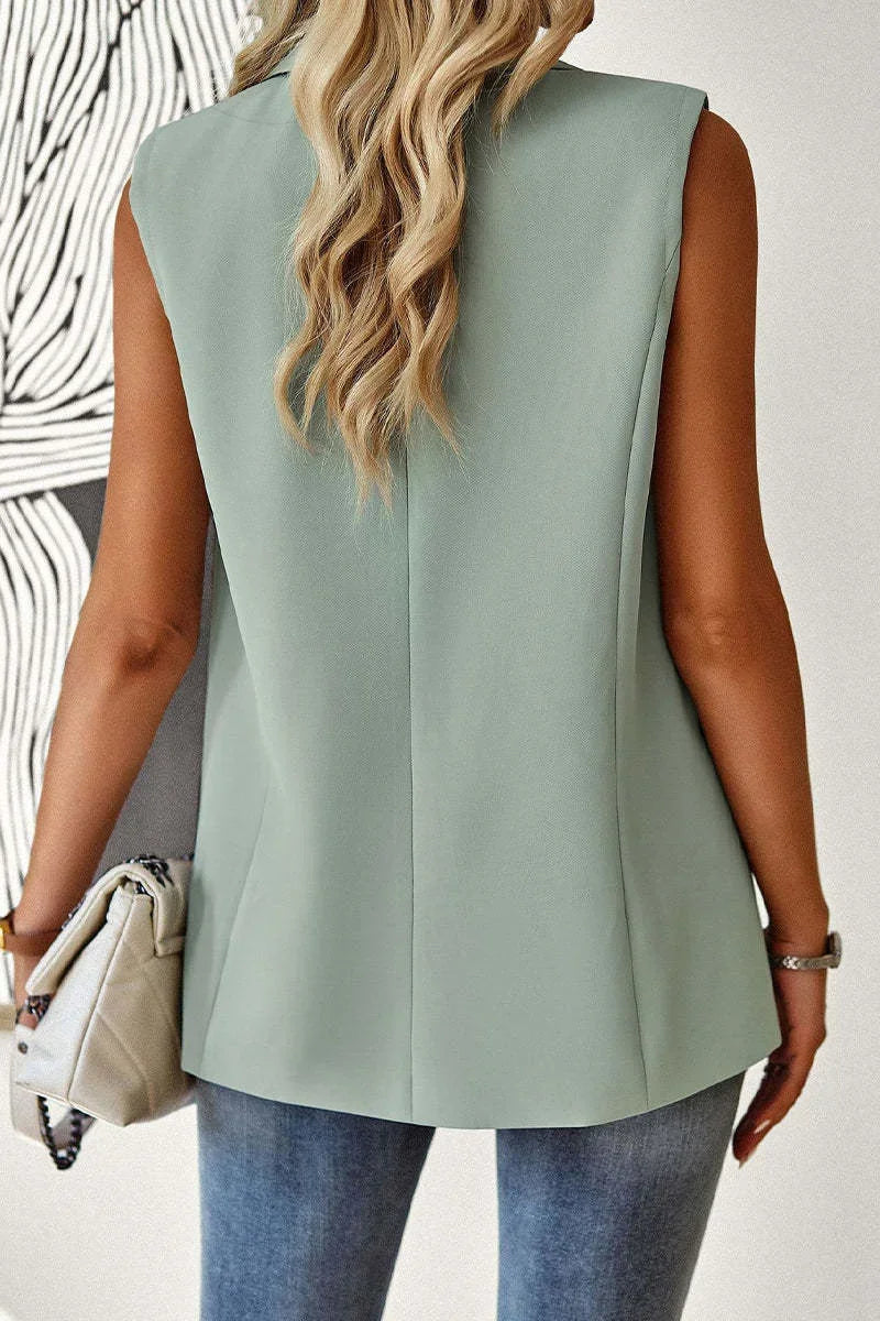 Blazer Women Clothing Coat Vest Solid Single-breasted Casual Elegant Fashion Sleeveless Solid Street Jacket Clothing New