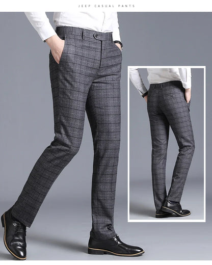 Autumn New Men's Suit Pants, Asian Sizes Office Trousers, Available in Blue, Red, Gray, and Black.
