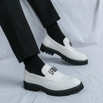 Mens Loafers Party Business Thick Soled Men Leather Shoes Dress Platform Shoes Comfortable Fashion New Casual Shoes for Men