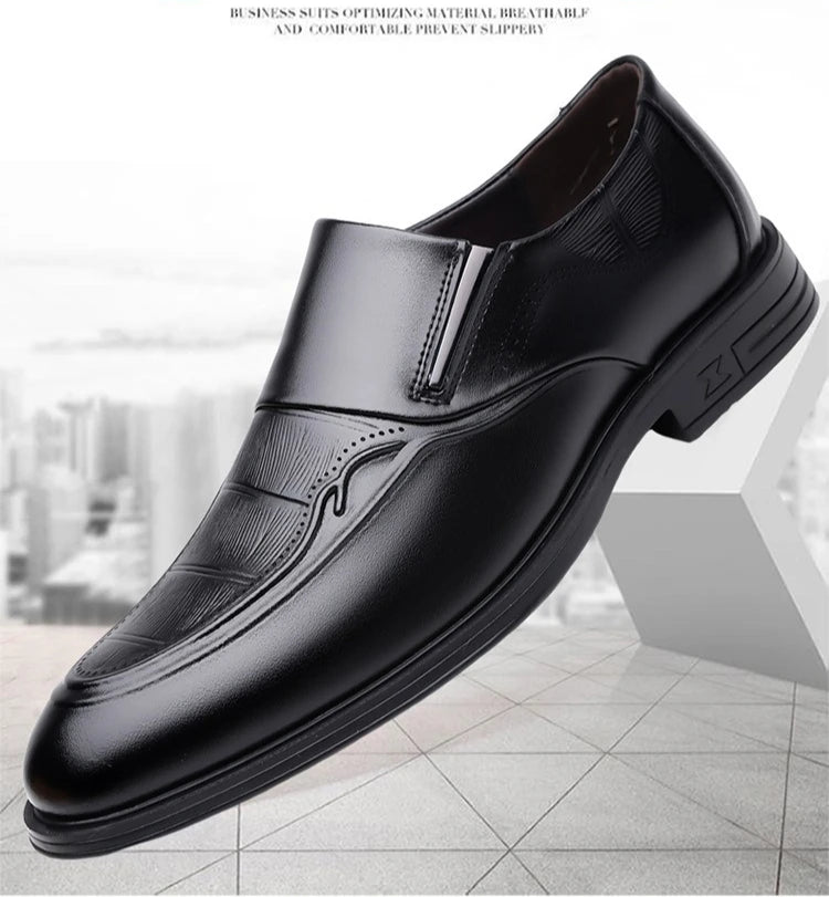 Spring Autumn New Leather Shoes for Men Solid Color Business Casual Shoes Male Fashion British Style Dress Shoe Man