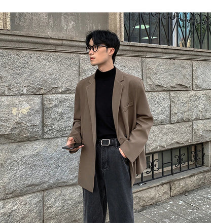 Spring Summer Men Formal Blazers Men Korean Fashion Loose Casual Dress Jacket Men Harajuku Social Suit Jacket Clothing