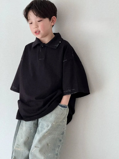Boys' Polo Short Sleeve T-Shirt Summer Casual Stylish Versatile Toddler Big Kids Tops