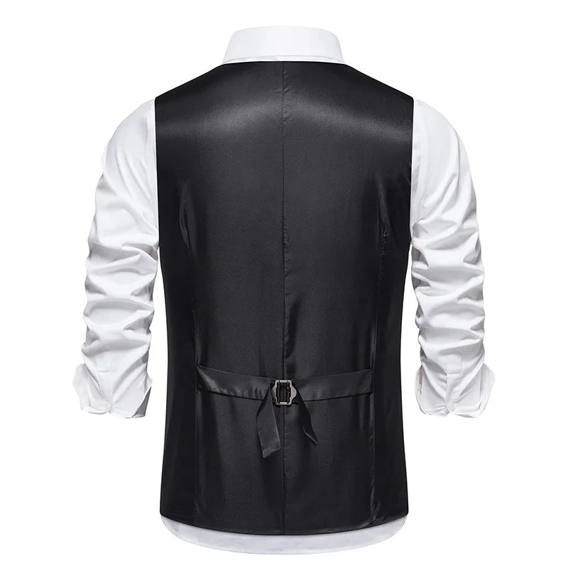 Men Waistcoat Autumn Vintage Striped Single-breasted Man Vest Slim Sleeveless Business Casual Versatile Male Suit Vest
