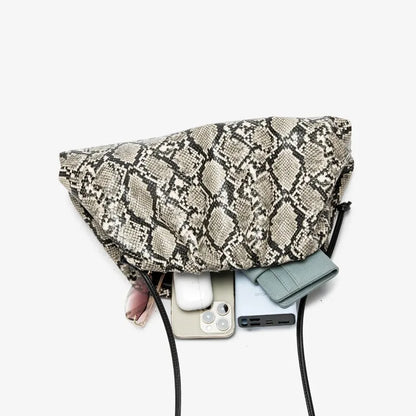 2026 Ruched Serpentine Dumpling Bags Women Pouch Handbag Cloud Clutch Snake Pattern Shoulder Crossbody Bag Luxury Designer Bag