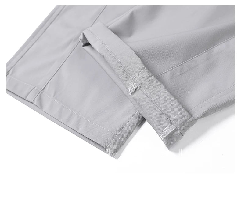 2026 New High Quality Summer Casual Pants Men Solid Color Straight Work Light Gray Outdoor Style Youth Khaki Thin Trousers Male