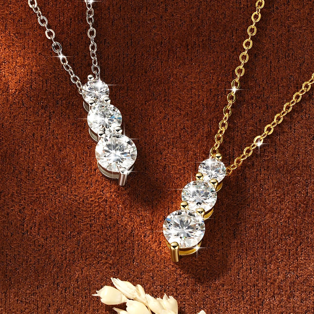 4mm&5mm&6mm Round Cut Moissanite Pendant Necklace For Women 14K Gold Filled Lab Diamond Necklaces Jewelry