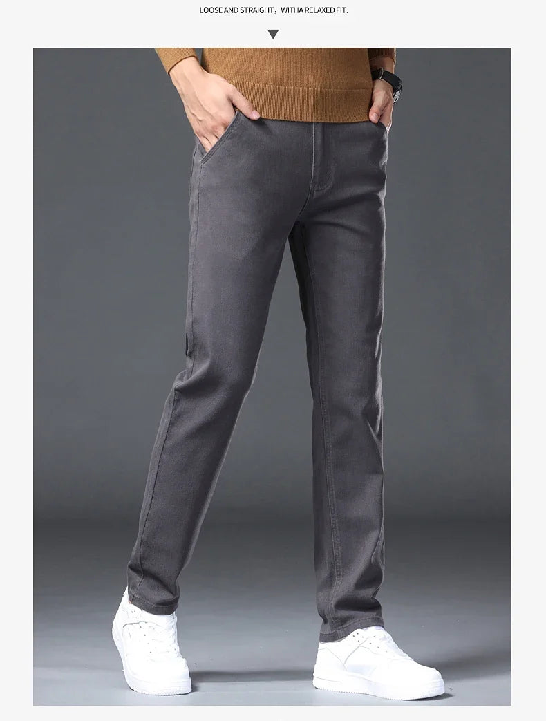 Classic Style 3 Colors Autumn Men's Slim Brown Jeans High Quality Business Casual High Stretch Denim Pants Male Brand Trousers