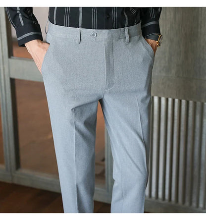 Plus size 40 38 Men Business Solid Suit Pant 2026 Spring Formal Slim Fit Wedding Trouser Mens Brand Fashion Casual Dress Pants