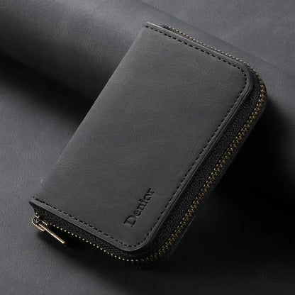 for Magsafe Zipper Wallet Phone Card Holder for IPhone 16 Pro Max 15 14 13 12 S25 S24Plus Ultra Pixel 9  Anti-theft Leather Case