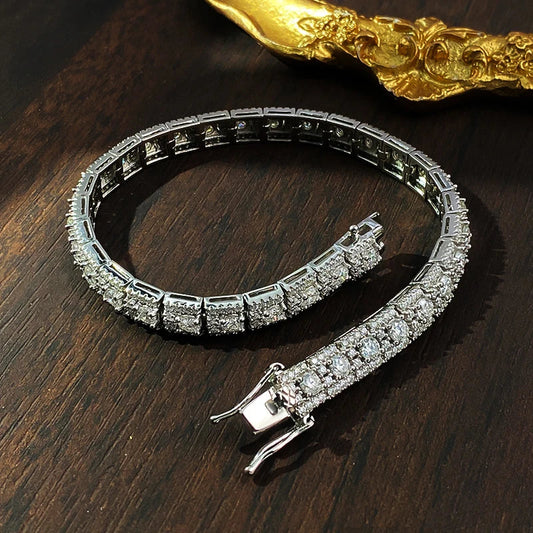 Bracelet de tennis en moissanite D VVS1, certifié GRA, diamant de laboratoire, argent sterling 925, largeur 6 mm, bracelets cubains pour femmes et hommes
