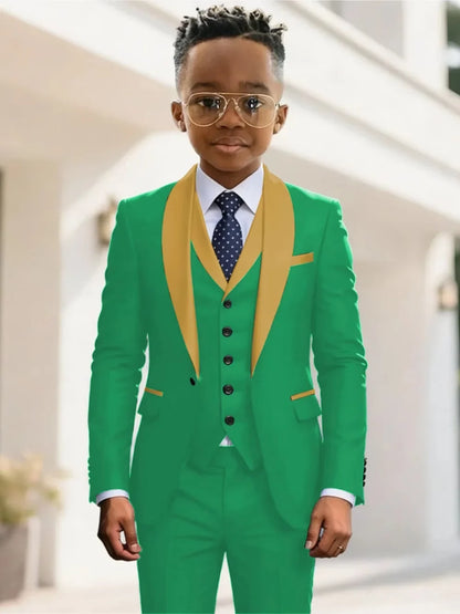 New Kids Suit Set 3 Pieces Wedding Ring Bearer Outfit Boys Handsome Shawl Lapel Tuxedo For Piano Peformance 2-20T