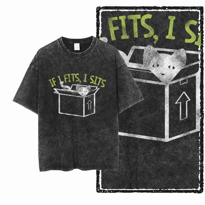 Cat Printed Cotton Acid Washed Exclusive Graphic Unisex T Shirt Cool Streetwear Men Tshirts Big Size Tee for Men