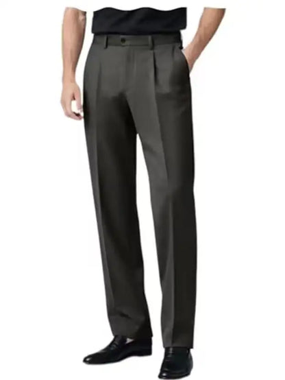 Men's Pleated Dress Pants Wide-Leg Versatile Premium Formal Banquet Wedding Summer Casual Trousers Chinos Business Daily Office