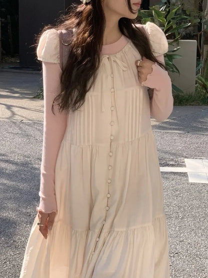 Spring 2025 Chic A-Line Dr Korean Sle Long Svel Women's Faionable Gown Ele Personali Commute Suitable Dr