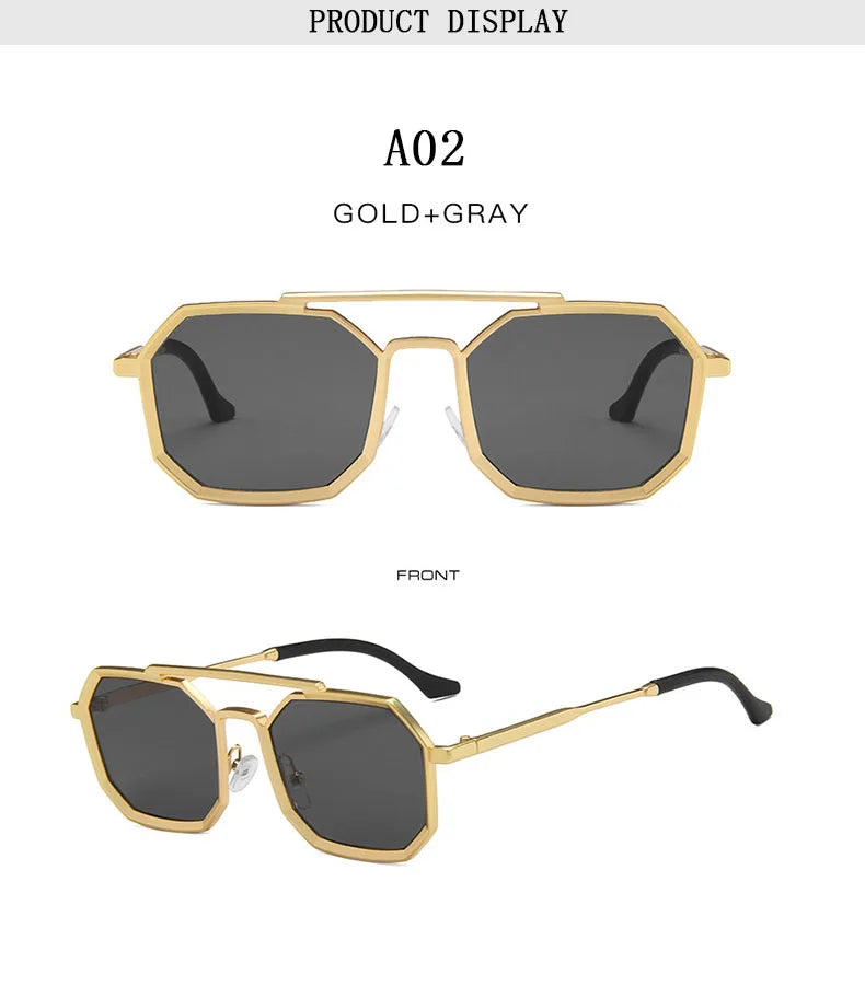 Metal Punk Square Sunglasses For Men Luxe Vintage Steampunk Sunglasses Women Trendy Retro Fashion Glasses Gafas De Sol Hombre