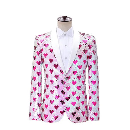 2026 New Men's Red Suit Jacket, Wedding Party Slim Dress Coat, Sequin Decoration Luxurious Blazers Blue Green Terno Masculino