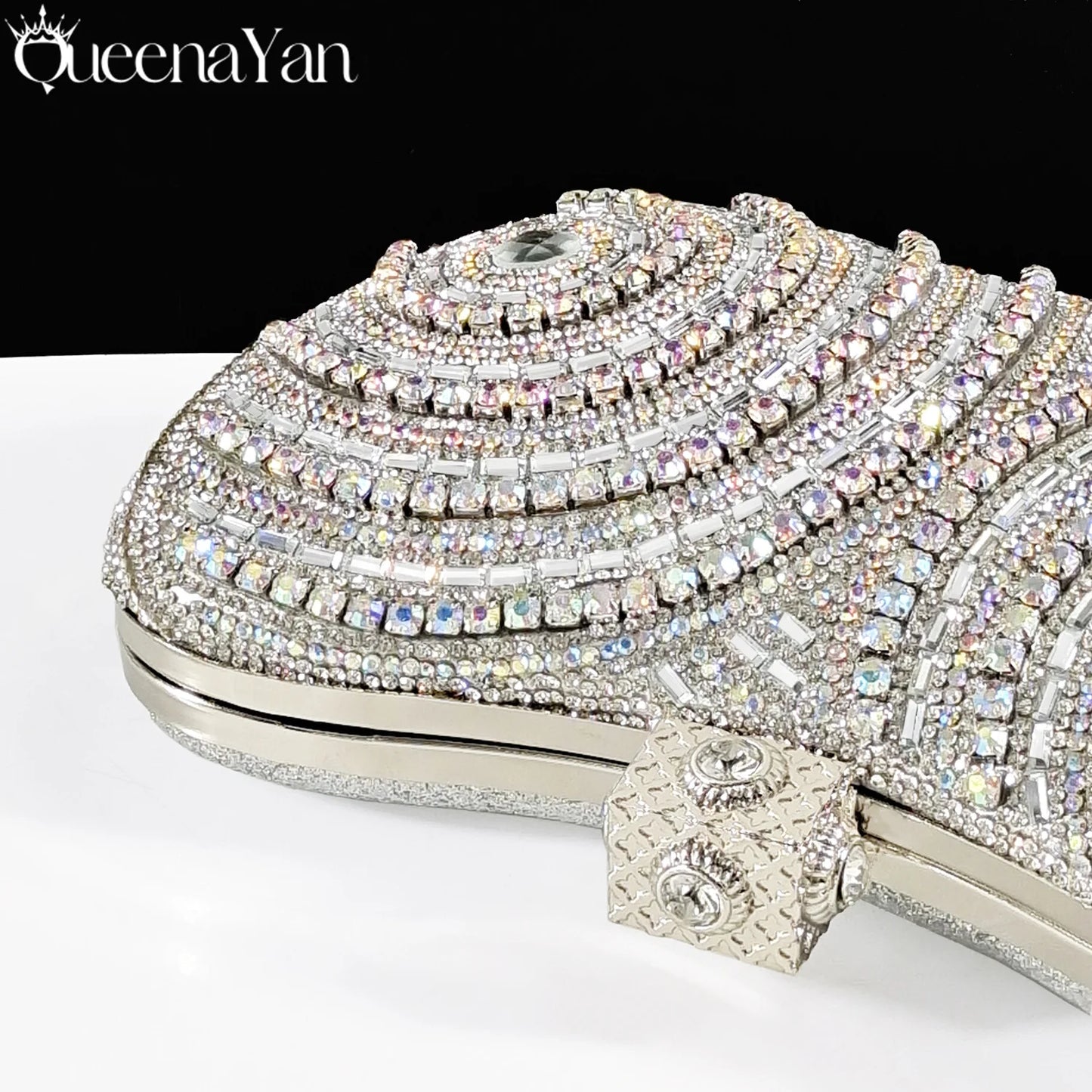 Nigerian Heel Party for Women Silver Color Shoes and Bag Set Rhinestone Handbag Italian Design Wedding INS 2025
