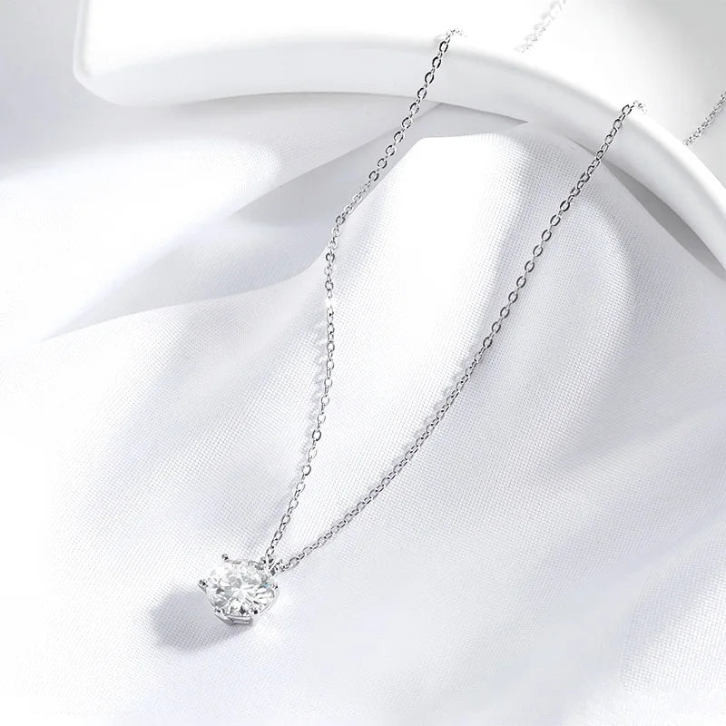 2CT 8mm D Color Moissanite Necklace for Women Classic 6 Claw Sparkling Lab Pendant Original 925 Sterling Silver Wholesale