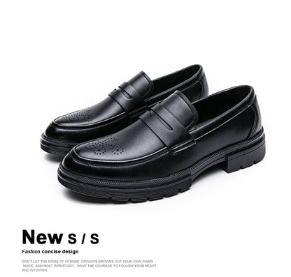Spring and autumn men's business casual shoes breathable carved leather shoes British fashion platform pointed leather shoes 46