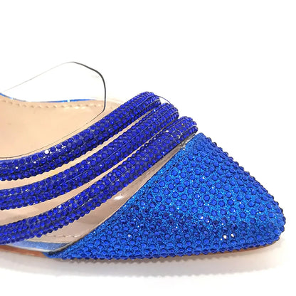 Italian Pointed Toe Wedding Shoes Gold Color Summer Sandal for Women 2023 High Heels Rhinestone Shoe and Bag Set