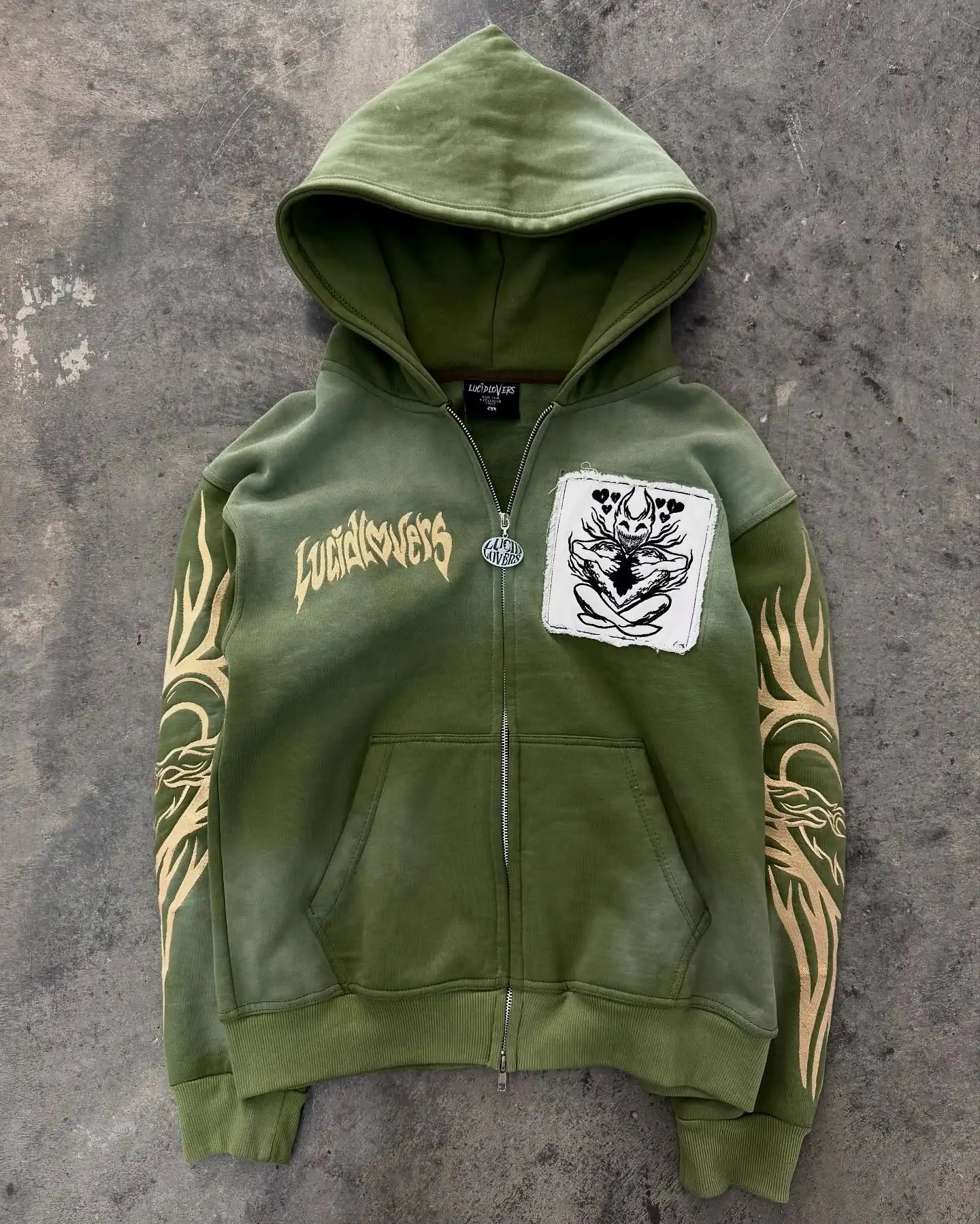 Mountainous Carving Harajuku Hoodie Y2K New Fleece Thickened Got Print Zipper Hoodie Women Street Hip Hop Joker Loose Sweatshirt